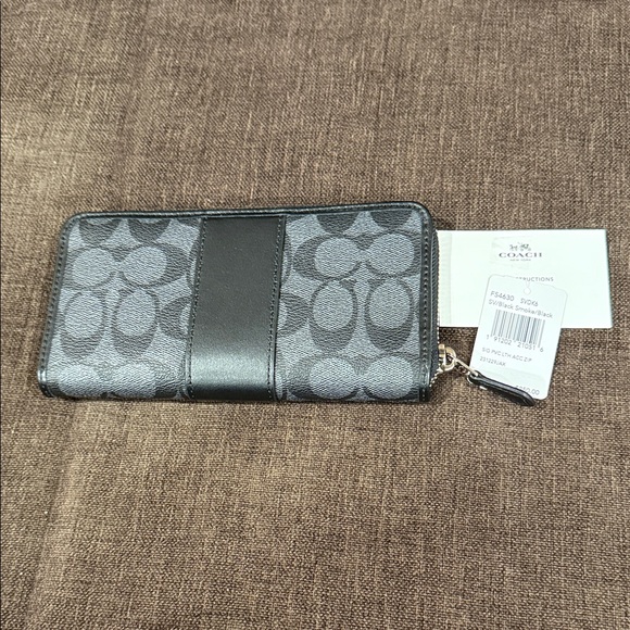 Coach Handbags - Coach Signature Black and Gray Zip Wallet
